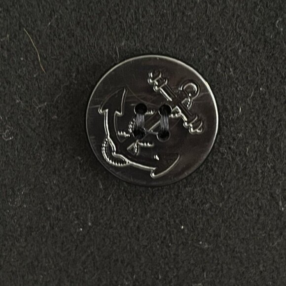 Vintage J Percy Womens Merino Wool Pea Coat Classic Black Size 8 Nautical Anchor - Picture 11 of 11